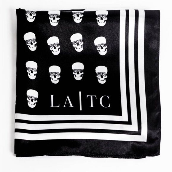 CLOSET CLOSING! LAST CHANCE NWT 100% satin skulls f-off scarf 💀 - Picture 2 of 2